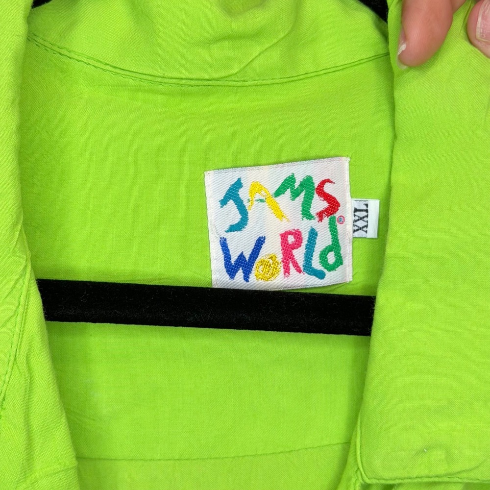 Jams World Vintage Mens Button Up Short Sleeve Lime Green XXL - Picture 3 of 3